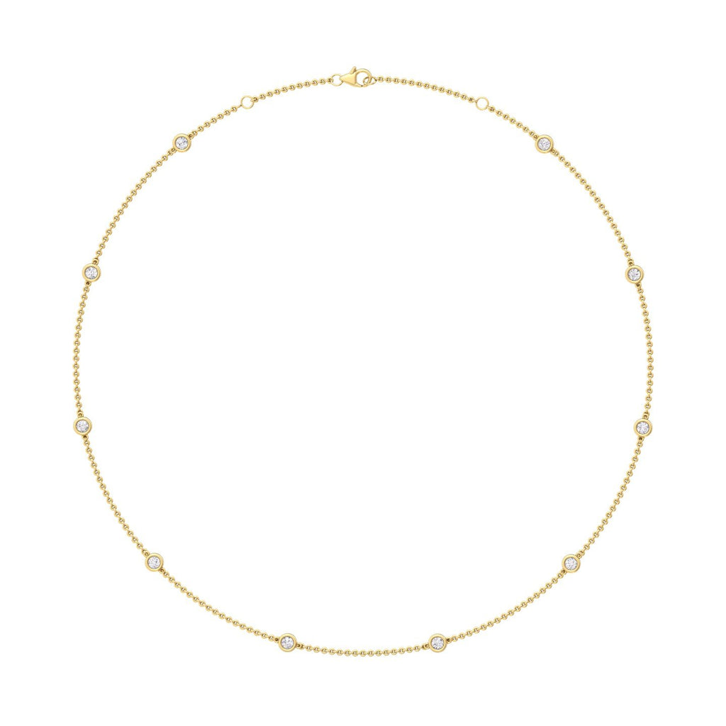 18ct gold diamond by the yard station chain necklace. 