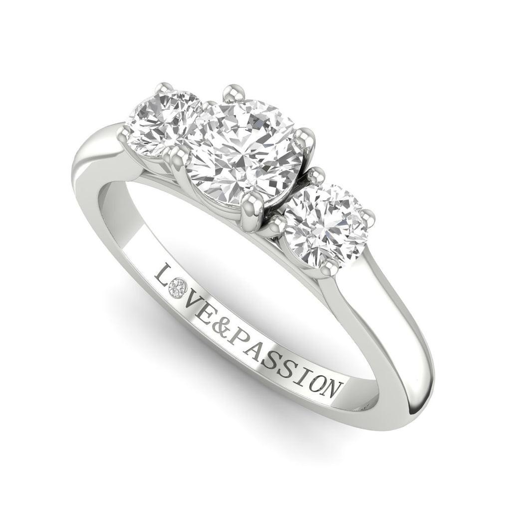 18ct gold three stone diamond ring. 3 beautifully cut round brilliant cut diamonds set in a claw setting. 